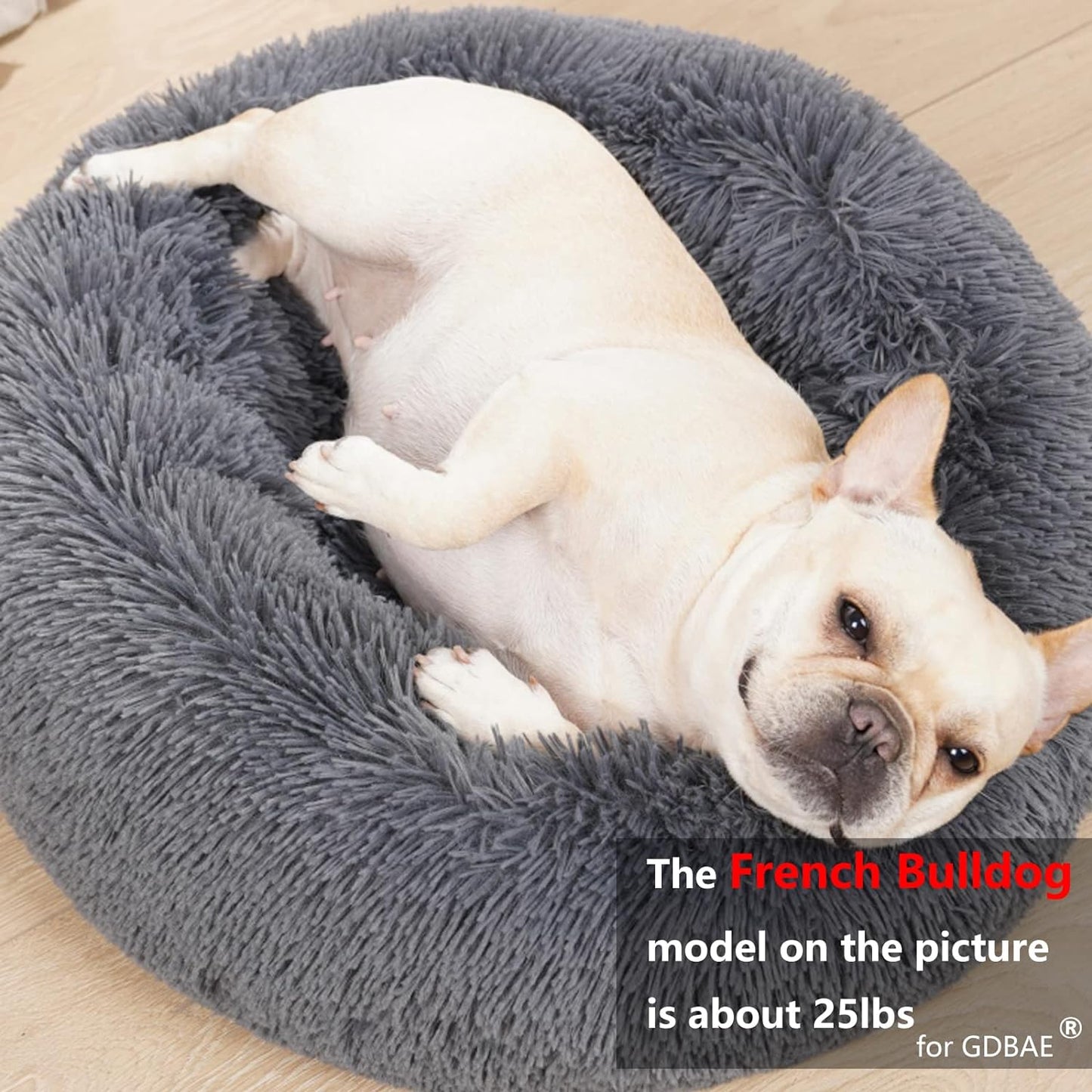 Dog Beds for Small Dogs Washable - Deep Sleep Calming Bed for Dogs with Anxiety,Round Fluff Dog Bed with Faux Fur for Small Sized Dog,Dark Grey,Fits up to 20 Lbs
