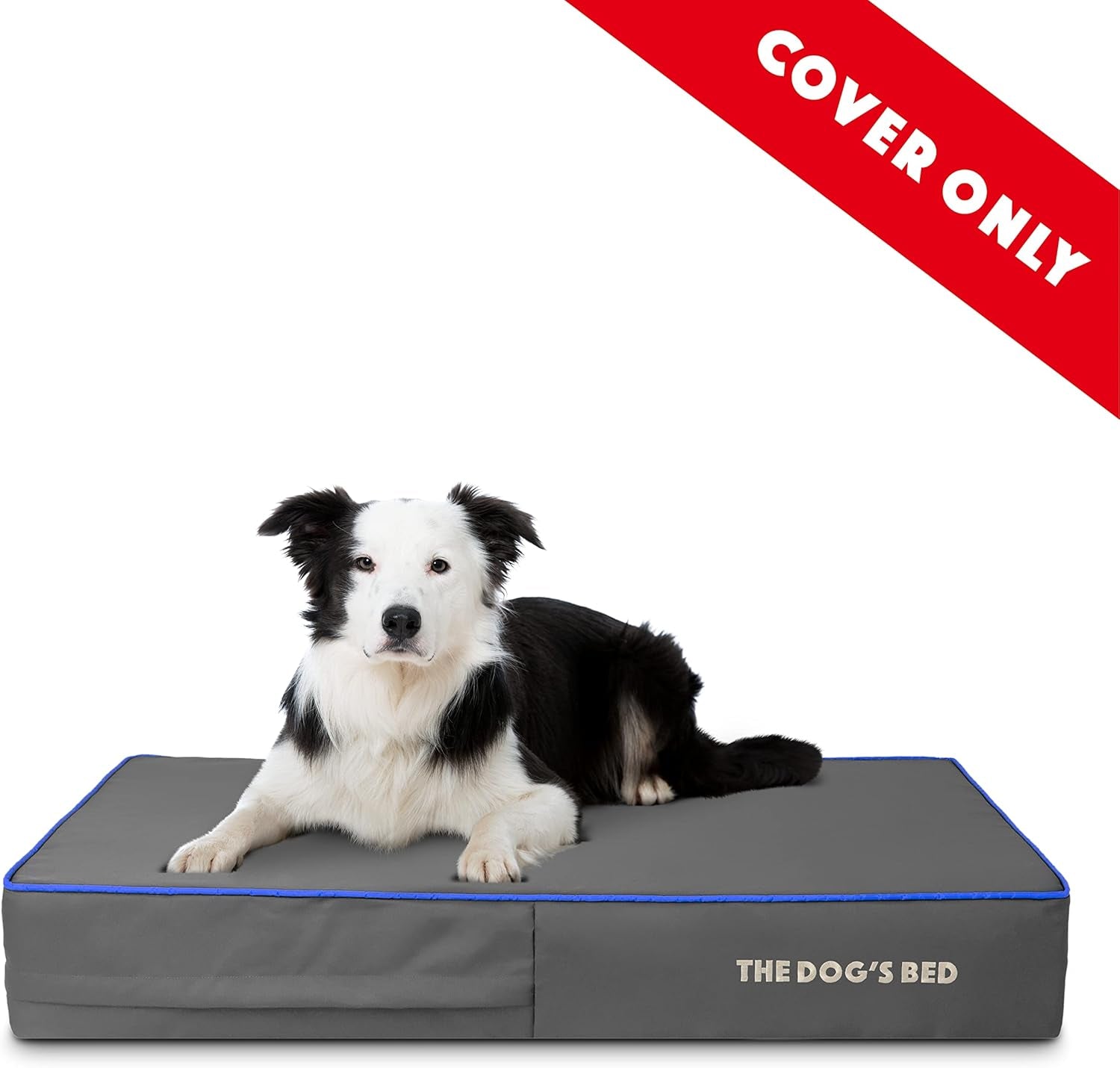 The Dog'S Bed Replacement Outer Cover ONLY (Outer Cover ONLY - NO Bed, NO Waterproof Inner) for the Dog'S Bed, Washable Oxford Fabric, Large 6 Inches (Grey with Dark Blue Trim) Veterinary Approved