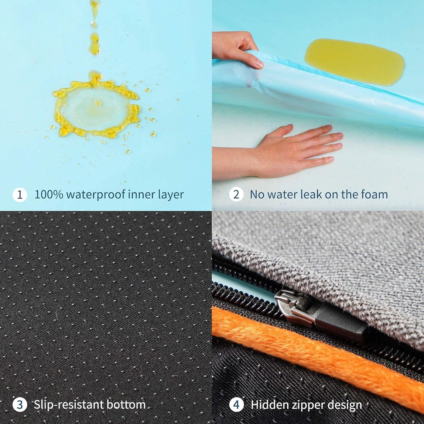 Orthopedic Memory Foam Dog Beds for Large Medium Small Dogs, 2-Layer Thick High-Density Mattress Washable Dog Crate Bed with Removable Cover and Waterproof Liner, Premium Plush Dog Mat