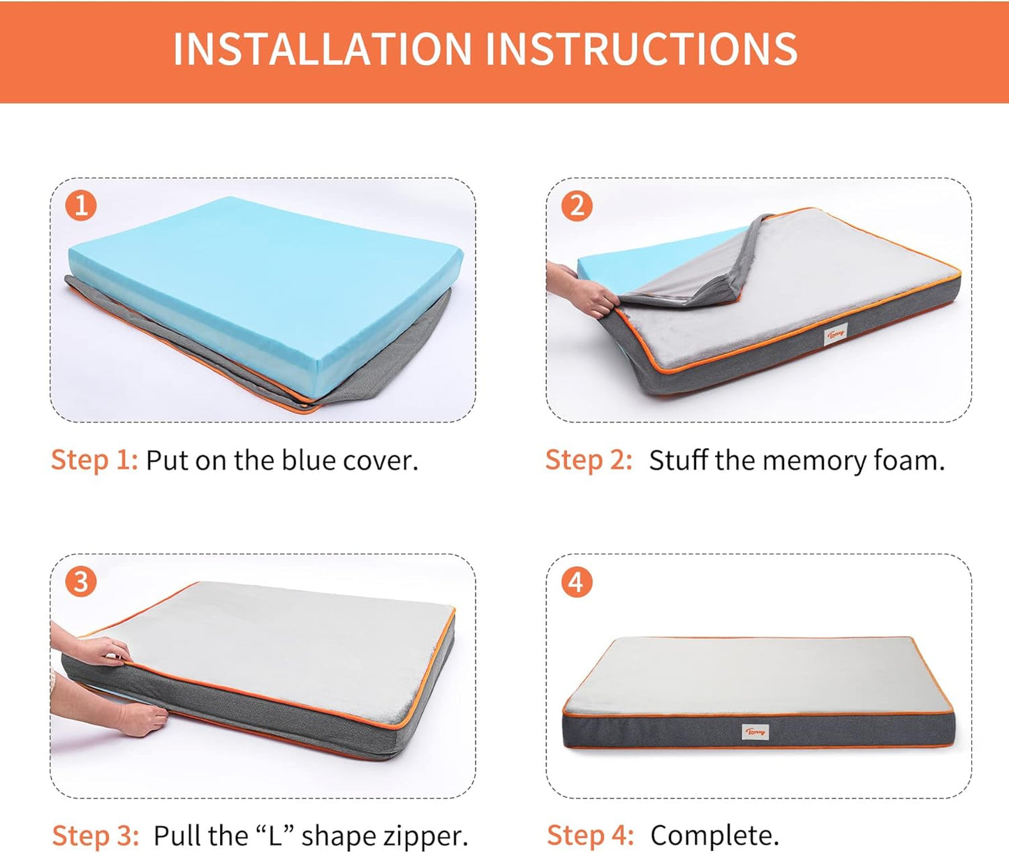 Orthopedic Memory Foam Dog Beds for Large Medium Small Dogs, 2-Layer Thick High-Density Mattress Washable Dog Crate Bed with Removable Cover and Waterproof Liner, Premium Plush Dog Mat