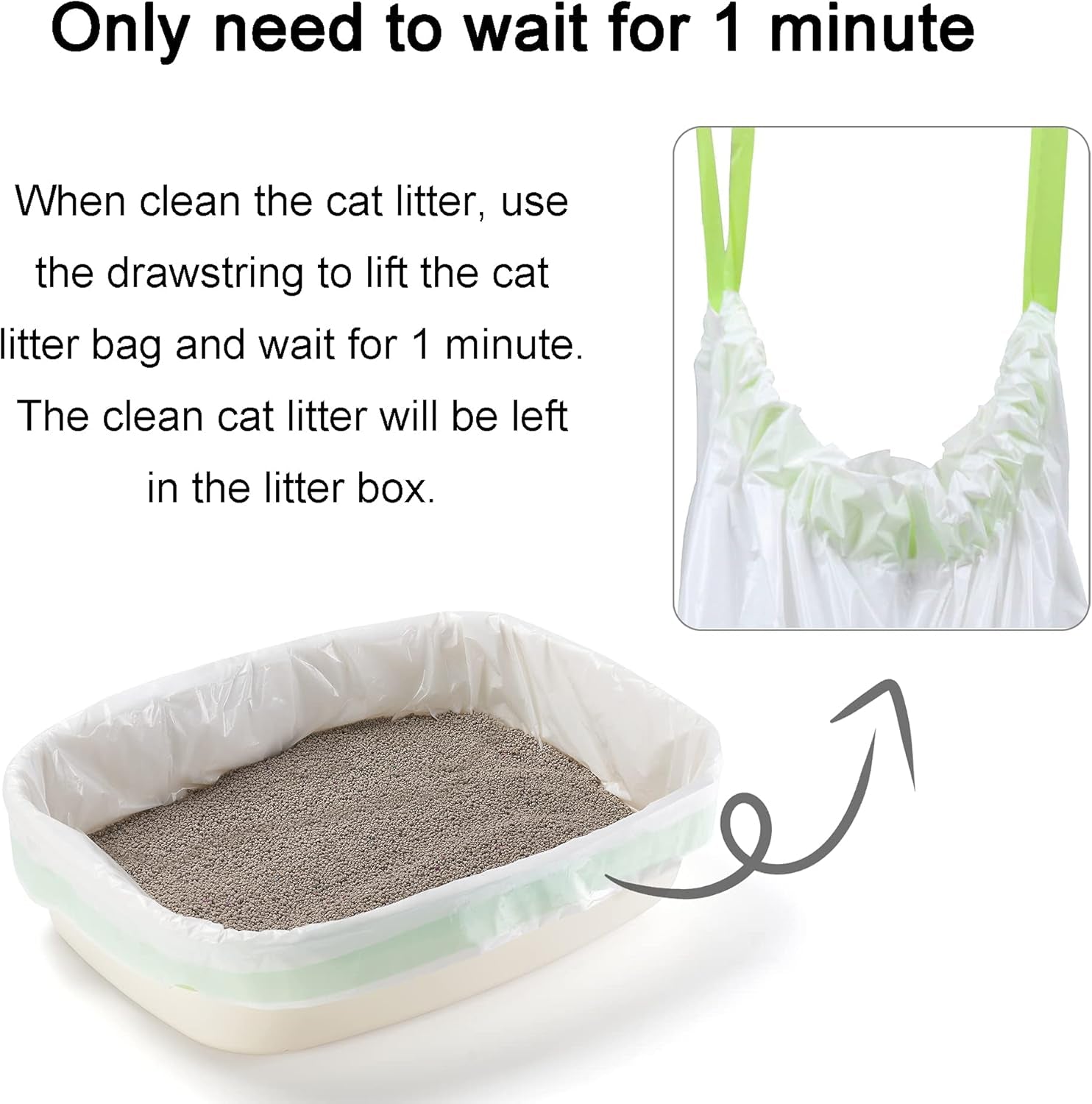 Cat Litter Box Liners with Drawstring, Litter Pan Disposable Bags, 2 Mil Thickened Cat Litter Sifting Liners, Weekly 7 Pack Medium Litter Bags for Easy Cleaning (7S)