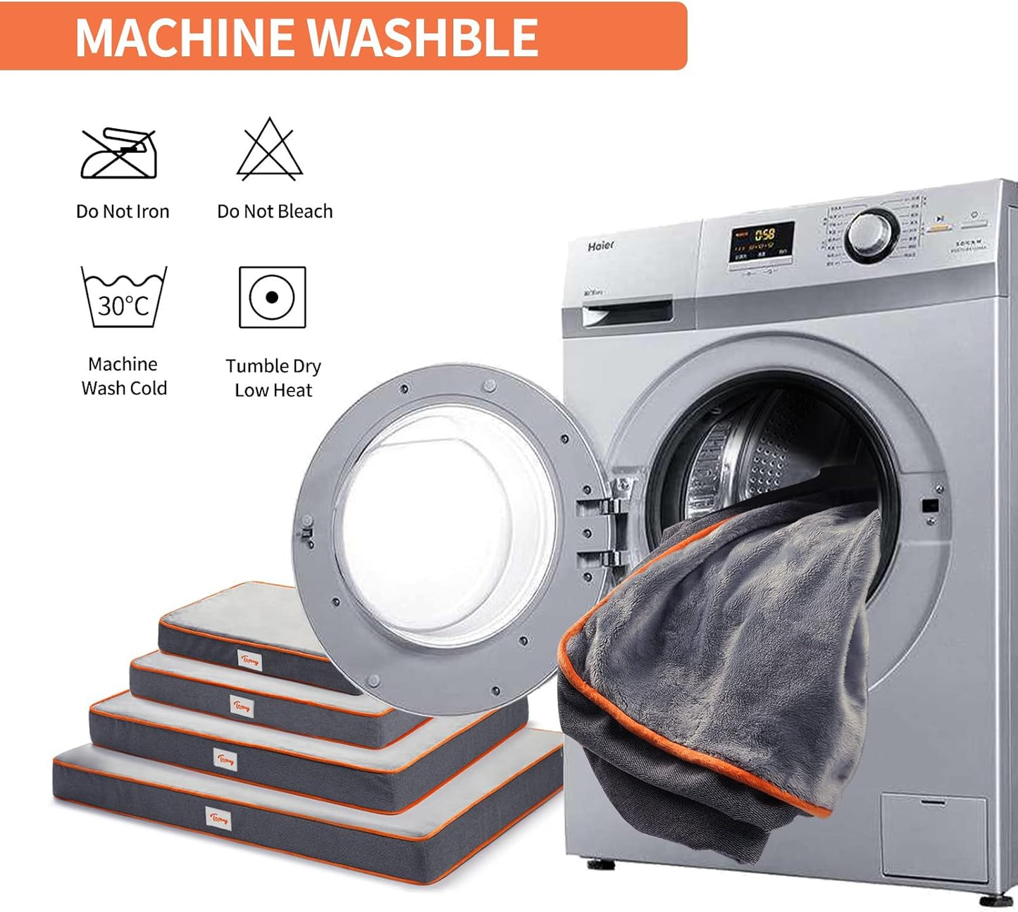 Orthopedic Memory Foam Dog Beds for Large Medium Small Dogs, 2-Layer Thick High-Density Mattress Washable Dog Crate Bed with Removable Cover and Waterproof Liner, Premium Plush Dog Mat