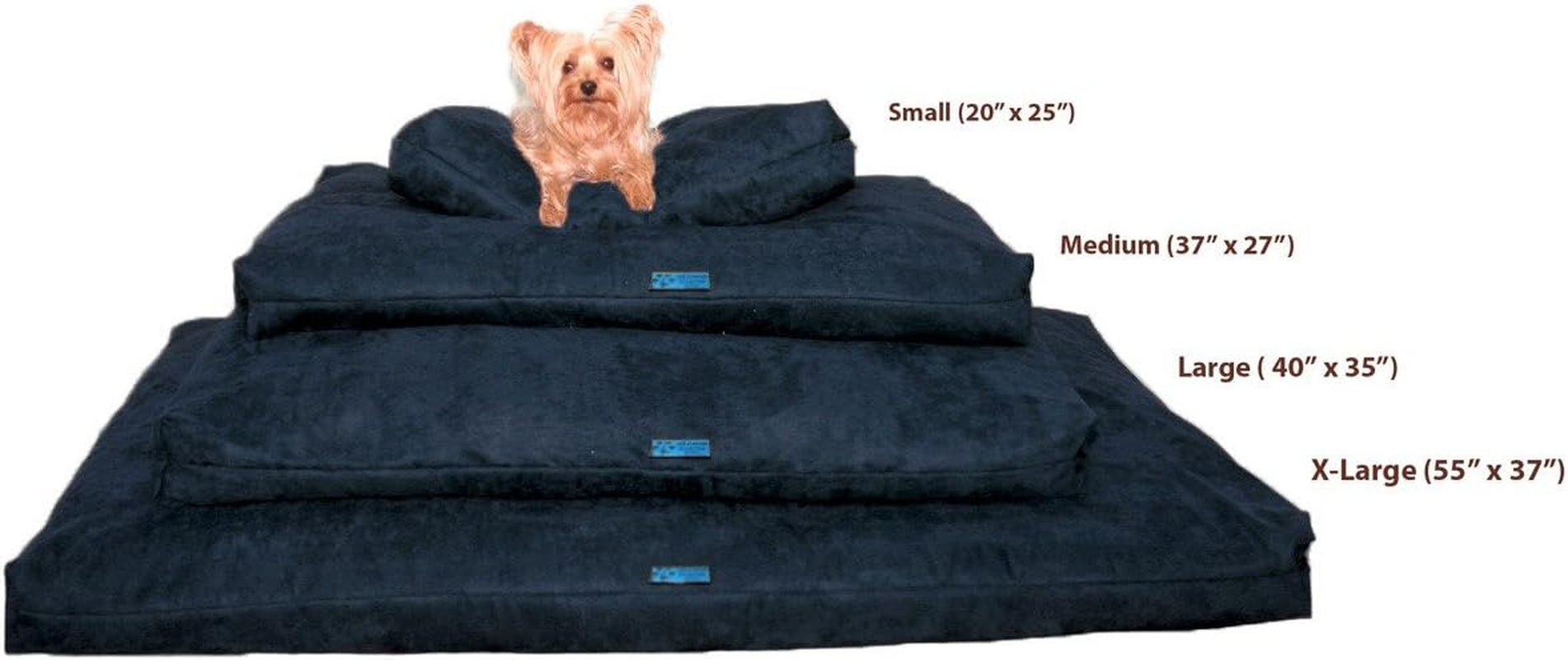 Shredded Memory Foam Orthopedic Bed with Removable Washable Cover and Water Proof Inner Fabric, Large (40-Inch-By-35-Inch), Navy Microfiber, for Dogs