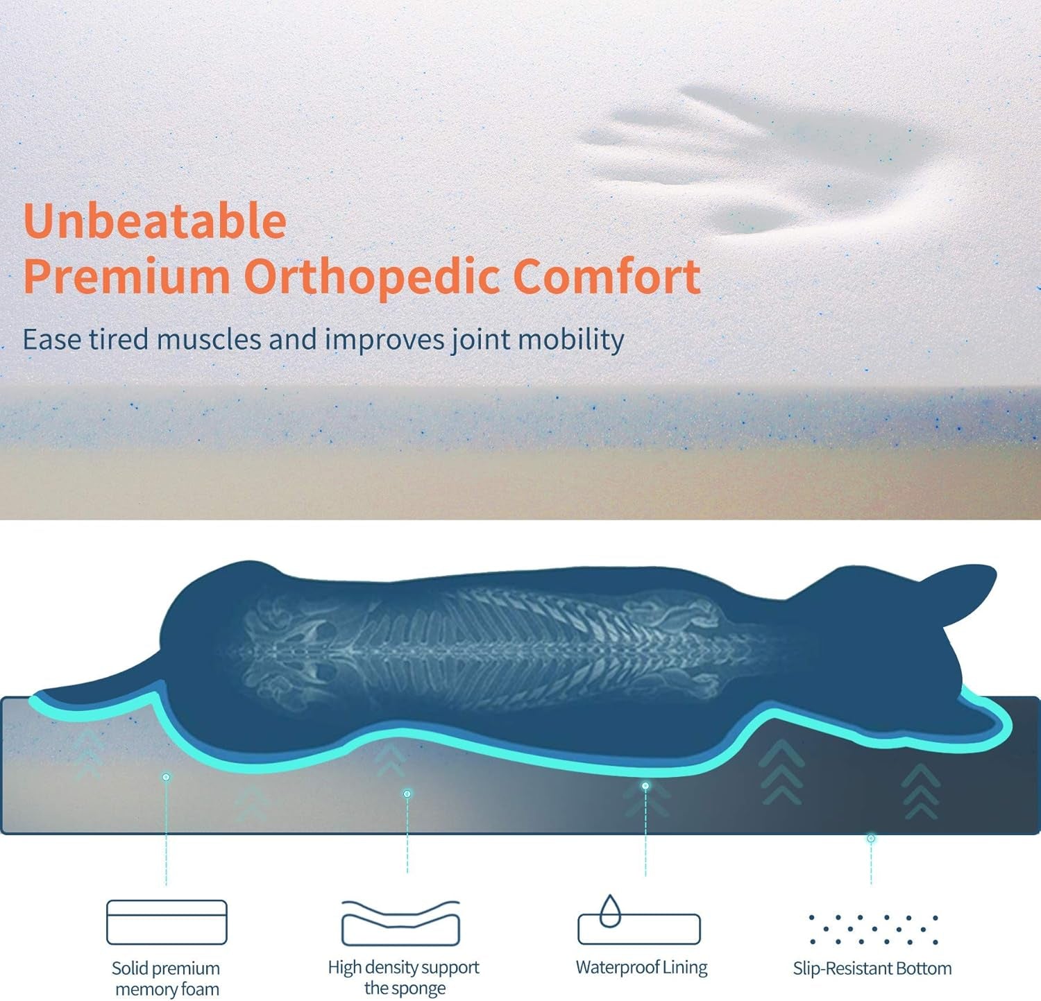 Orthopedic Memory Foam Dog Beds for Large Medium Small Dogs, 2-Layer Thick High-Density Mattress Washable Dog Crate Bed with Removable Cover and Waterproof Liner, Premium Plush Dog Mat