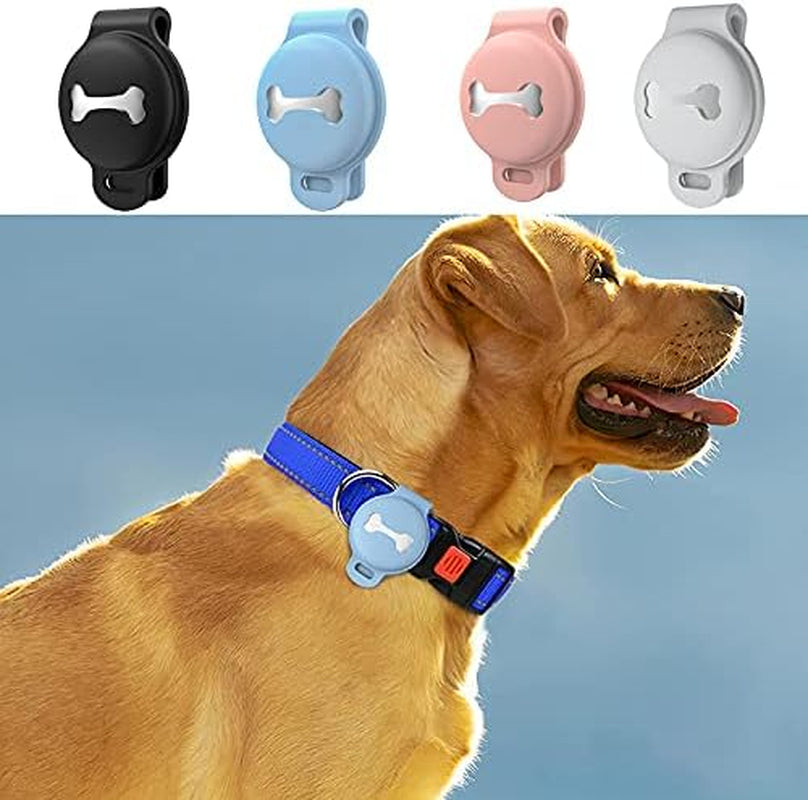 Silicone Case Compatible with Apple Tracker for Pet Collar – Secure Dog Collar Clip Holder for GPS Tracking Device – Anti-Loss, Dustproof, Soft Silicone Tag Cover (Light Blue)