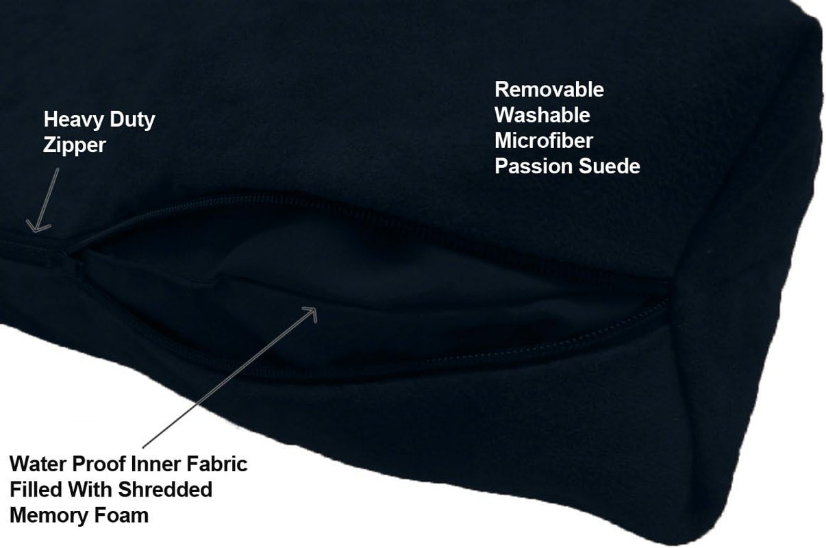Shredded Memory Foam Orthopedic Bed with Removable Washable Cover and Water Proof Inner Fabric, Large (40-Inch-By-35-Inch), Navy Microfiber, for Dogs