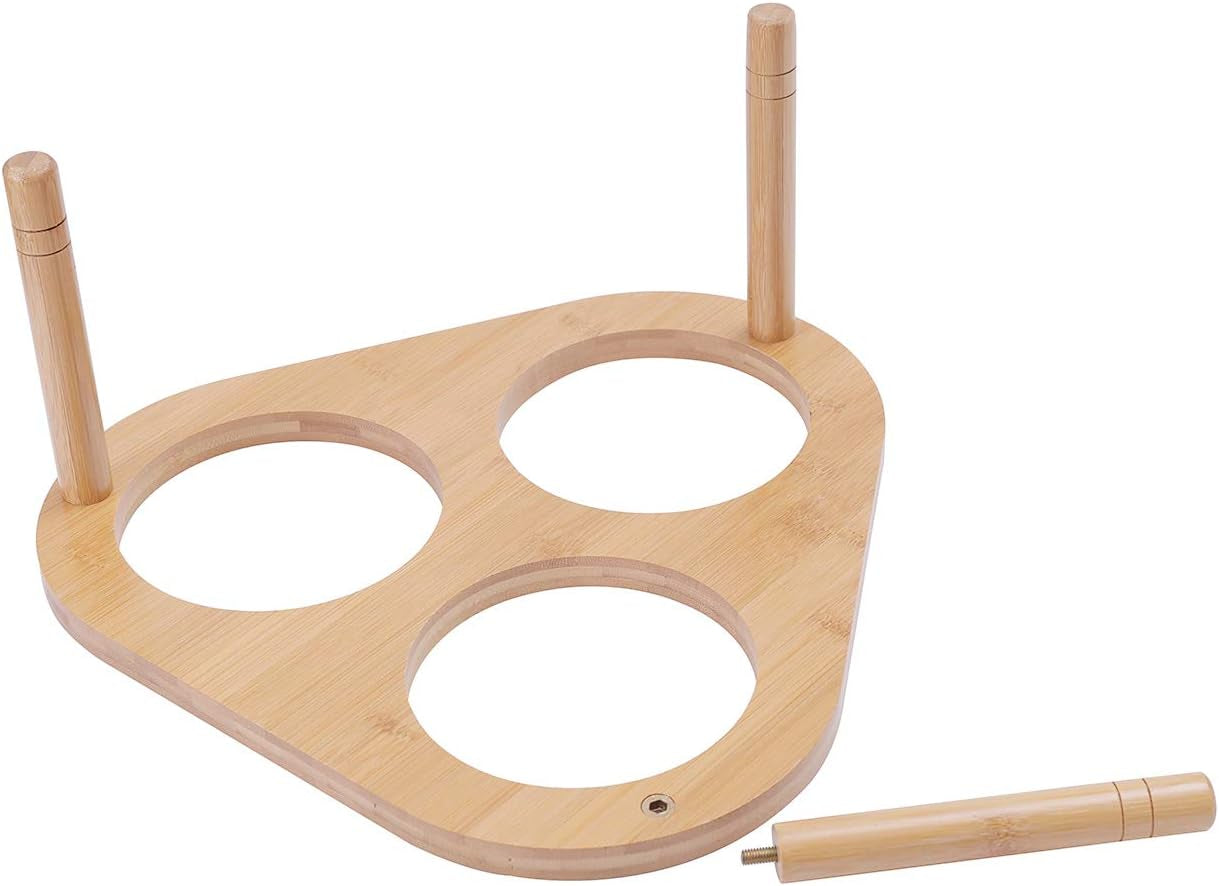 Elevated Cat Feeder with Bamboo Stand and Three Ceramic Bowls, Featuring Anti-Slip and Removable Feet