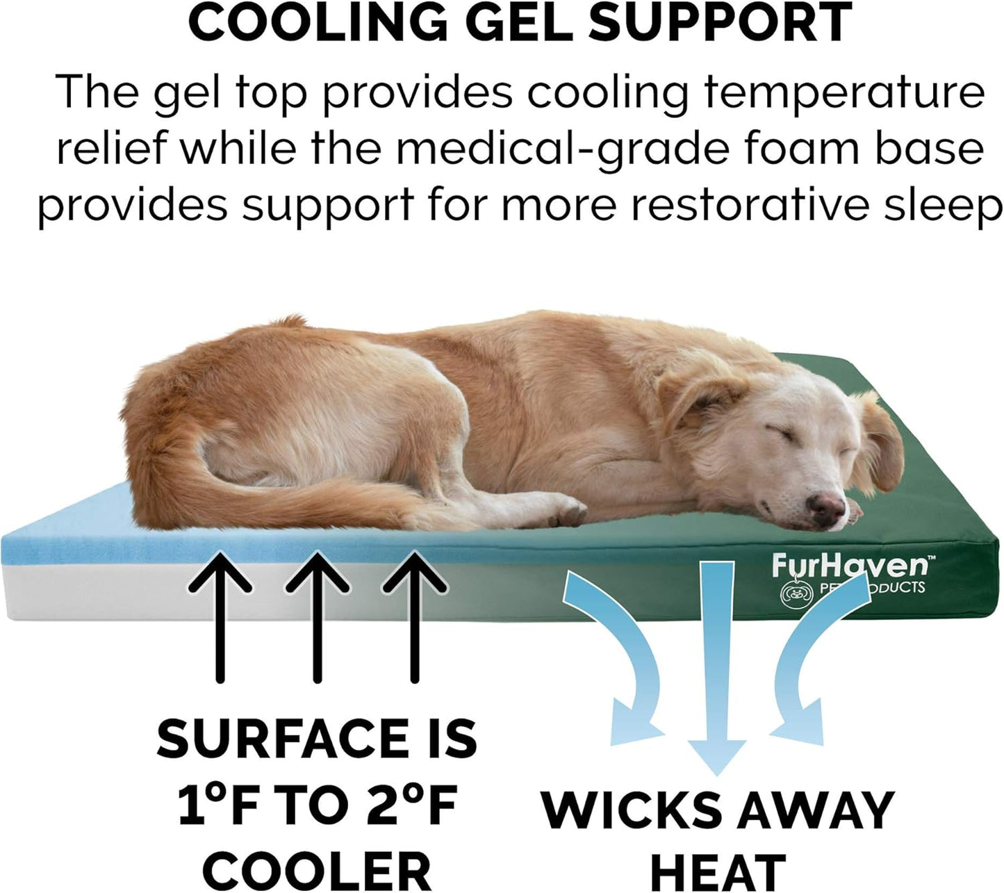 Water-Resistant Cooling Gel Dog Bed for Large Dogs W/ Removable Washable Cover, for Dogs up to 125 Lbs - Indoor/Outdoor Logo Print Oxford Polycanvas Mattress - Forest, Jumbo Plus/Xxl