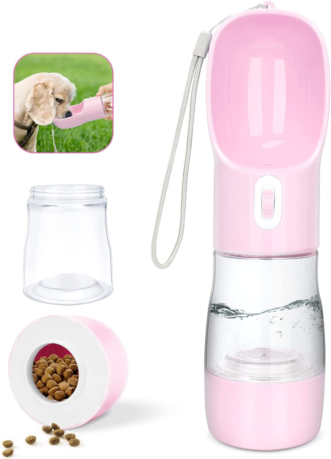 Portable Dog Water Bottle and Food Dispenser - Lightweight, Leak-Proof, and Easy to Clean for Walking and Traveling