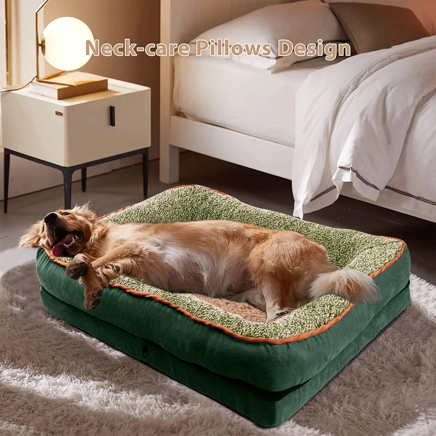 Dog Beds for Large Medium Small Dogs Orthopedic Pet Bed Sofa Supportive Egg Crate Foam Animal Couch with Removable Washable Cover Non Skid Bottom S to XL
