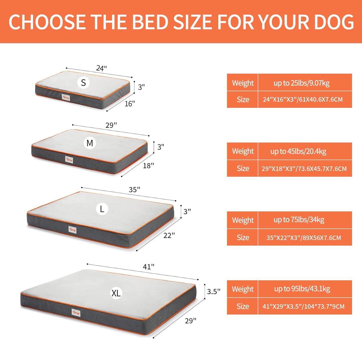 Orthopedic Memory Foam Dog Beds for Large Medium Small Dogs, 2-Layer Thick High-Density Mattress Washable Dog Crate Bed with Removable Cover and Waterproof Liner, Premium Plush Dog Mat