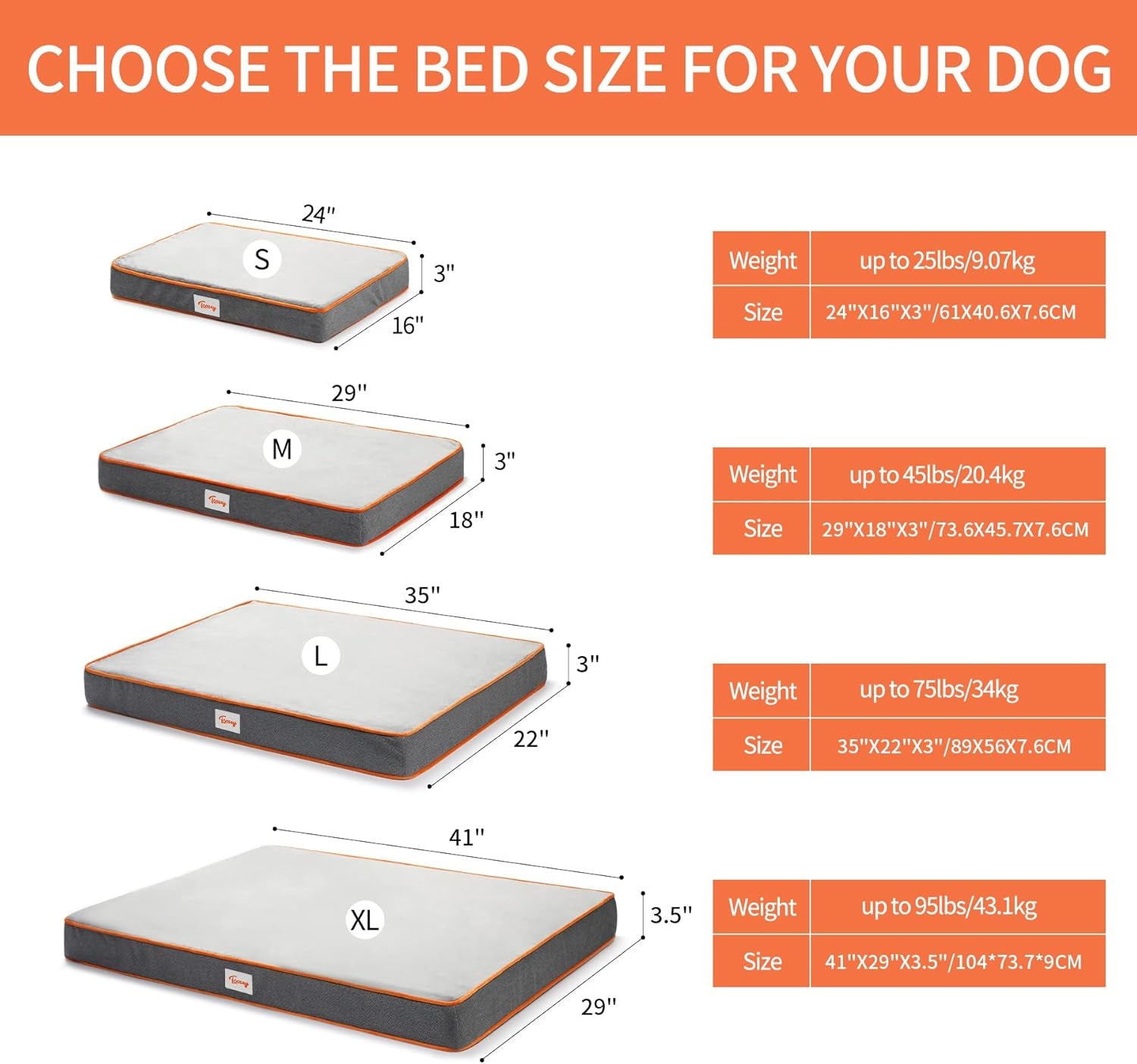 Orthopedic Memory Foam Dog Beds for Large Medium Small Dogs, 2-Layer Thick High-Density Mattress Washable Dog Crate Bed with Removable Cover and Waterproof Liner, Premium Plush Dog Mat