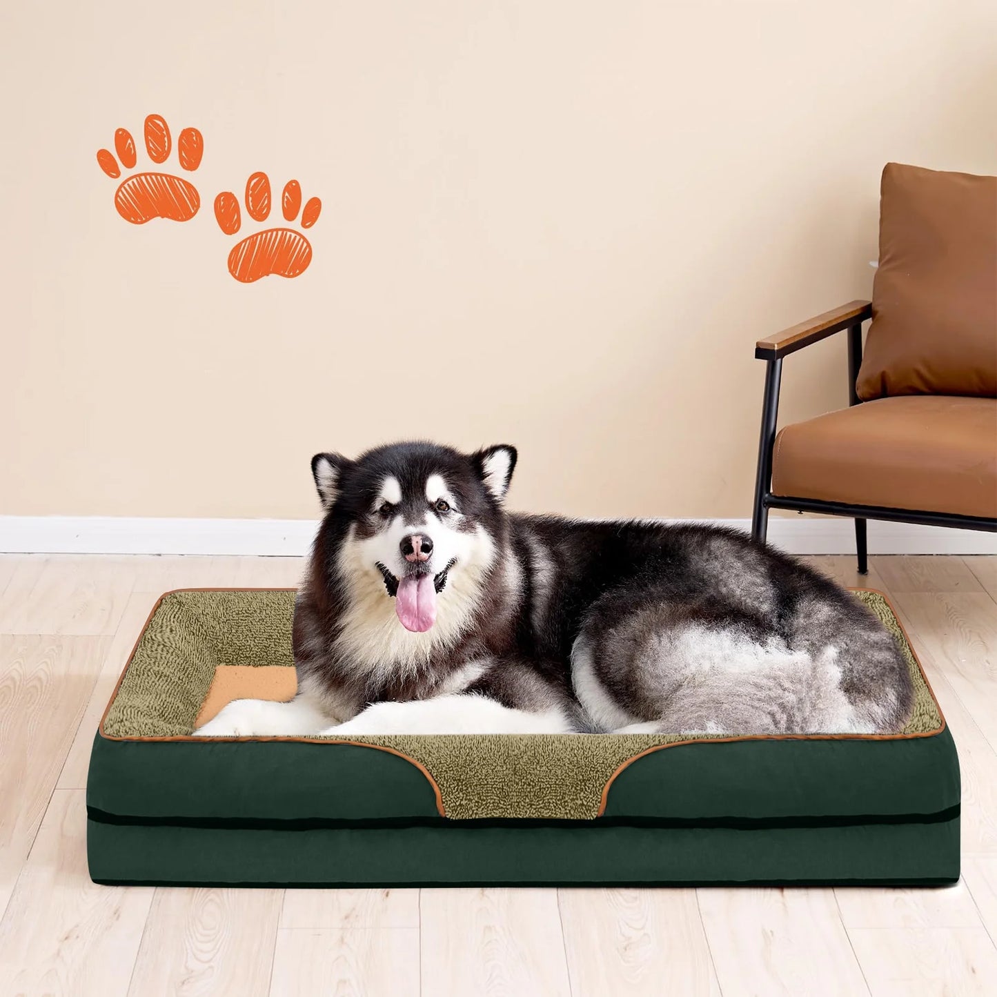 Dog Beds for Large Medium Small Dogs Orthopedic Pet Bed Sofa Supportive Egg Crate Foam Animal Couch with Removable Washable Cover Non Skid Bottom S to XL