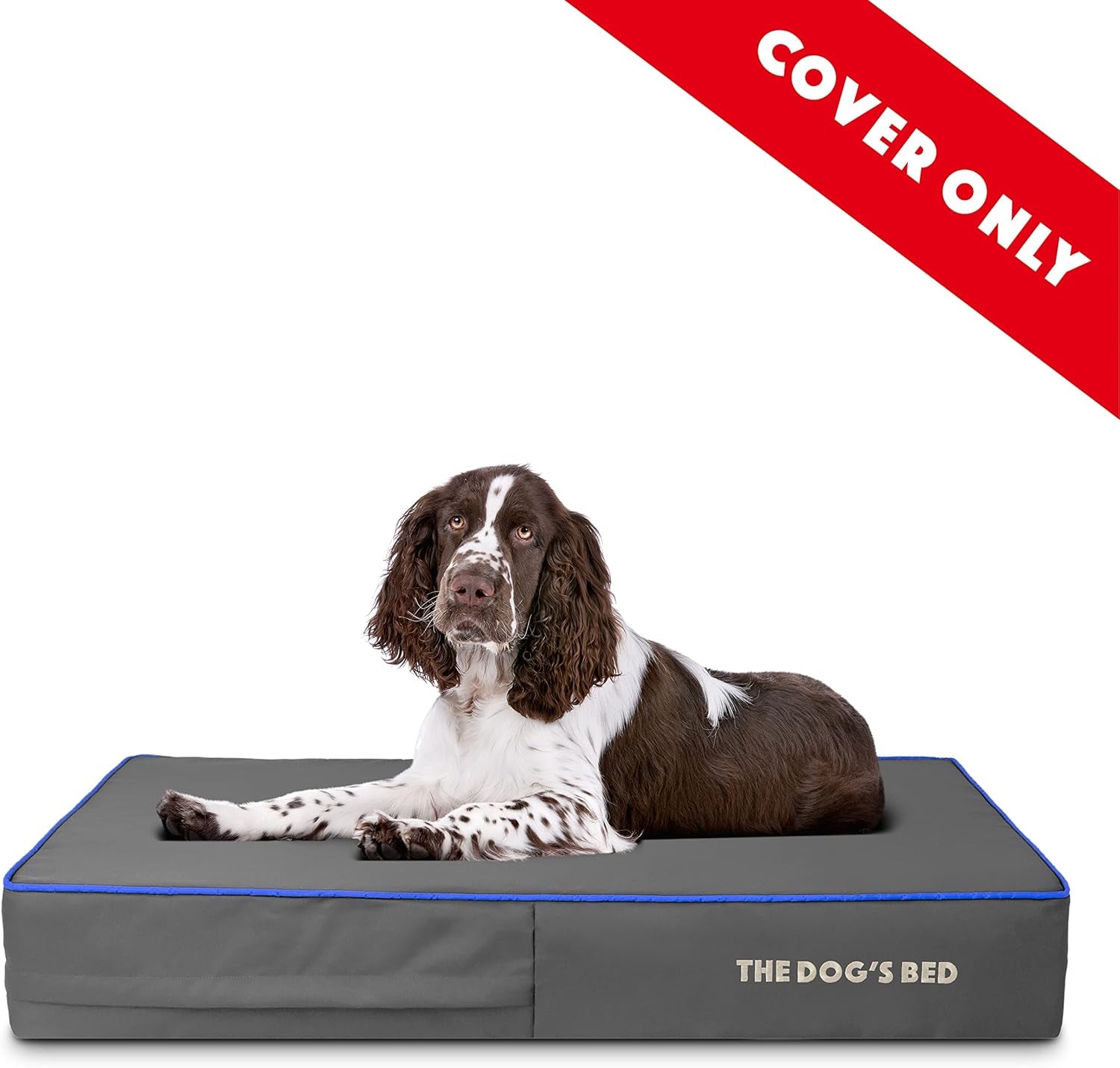 The Dog'S Bed Replacement Outer Cover ONLY (Outer Cover ONLY - NO Bed, NO Waterproof Inner) for the Dog'S Bed, Washable Oxford Fabric, Large 6 Inches (Grey with Dark Blue Trim) Veterinary Approved