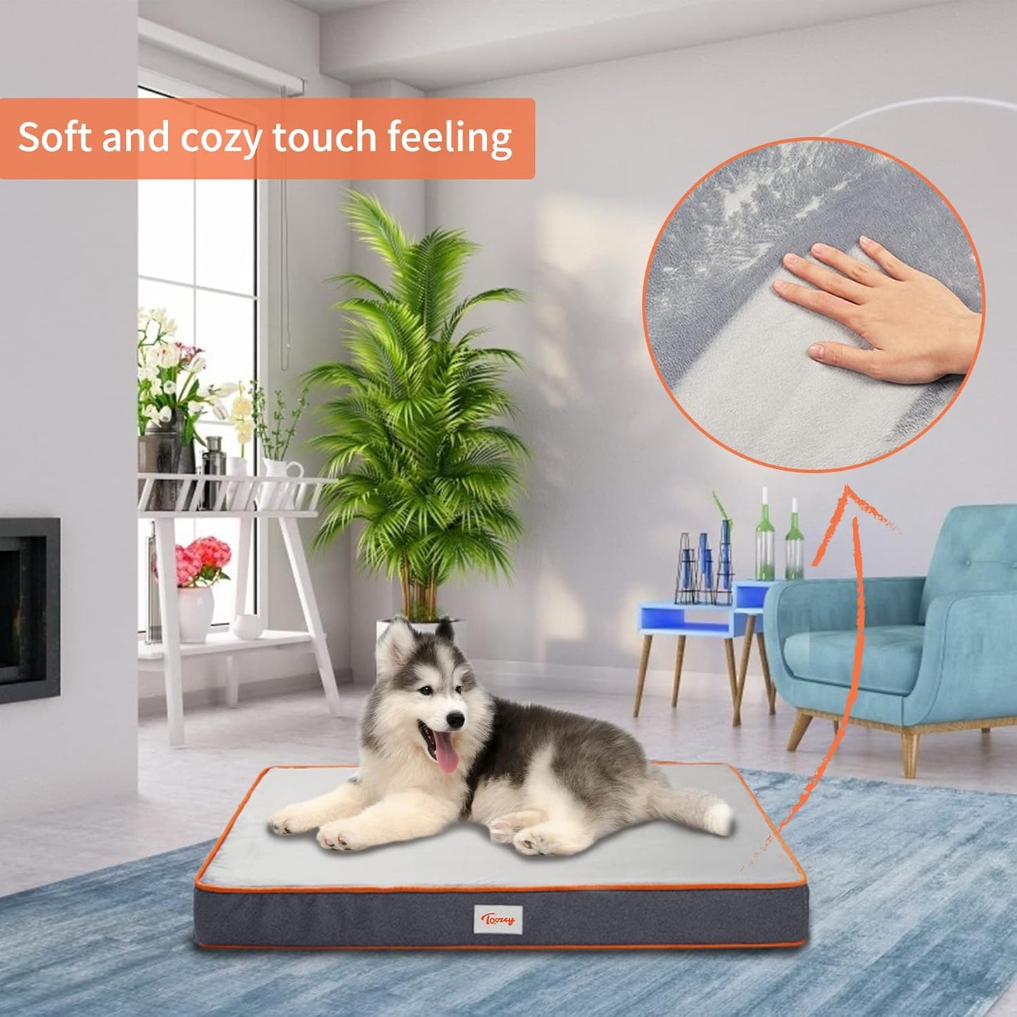 Orthopedic Memory Foam Dog Beds for Large Medium Small Dogs, 2-Layer Thick High-Density Mattress Washable Dog Crate Bed with Removable Cover and Waterproof Liner, Premium Plush Dog Mat