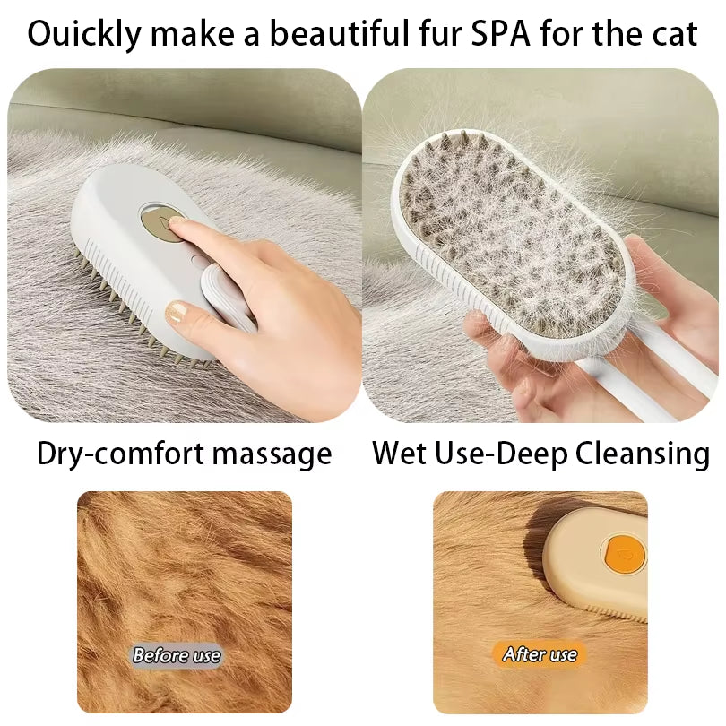 Cat Dog Steamy Brush Steam Brush Electric Sprayer for Massage Pet Grooming Tool Shedding 3 in 1 Electric Sprays Massage Combs